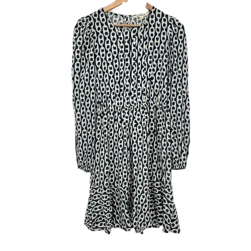 Boden Mini Dress Longsleeve Womens 6R Keyhole Viscose Lightweight Printed Career